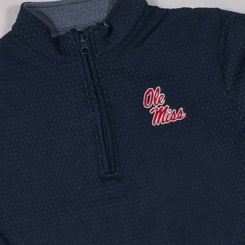 Garb Team Ole Miss Rebels Youth Navy Blue Honeycomb 1/4 Zip Pullover Size L 9-10